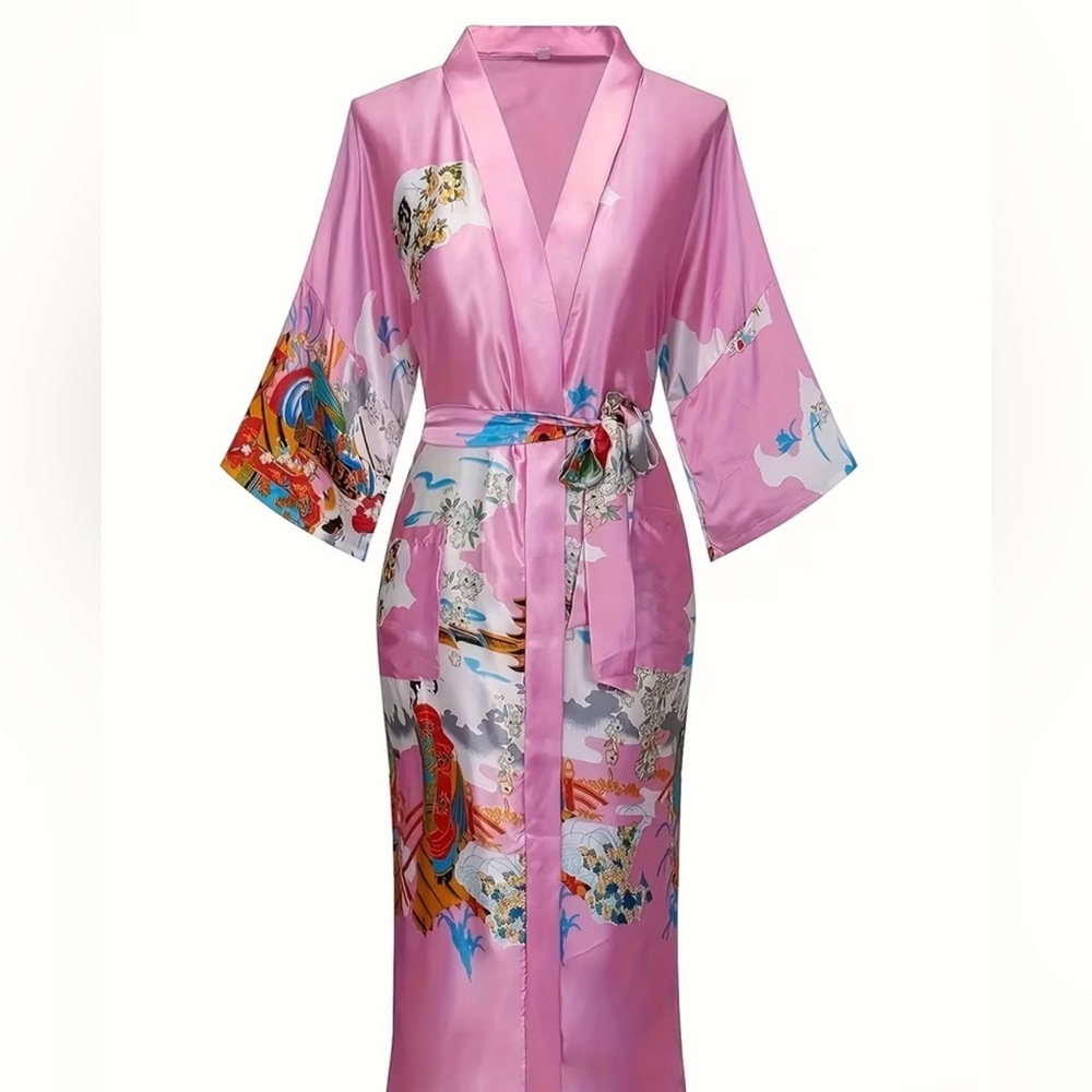 Elegant Pink Kimono Robe